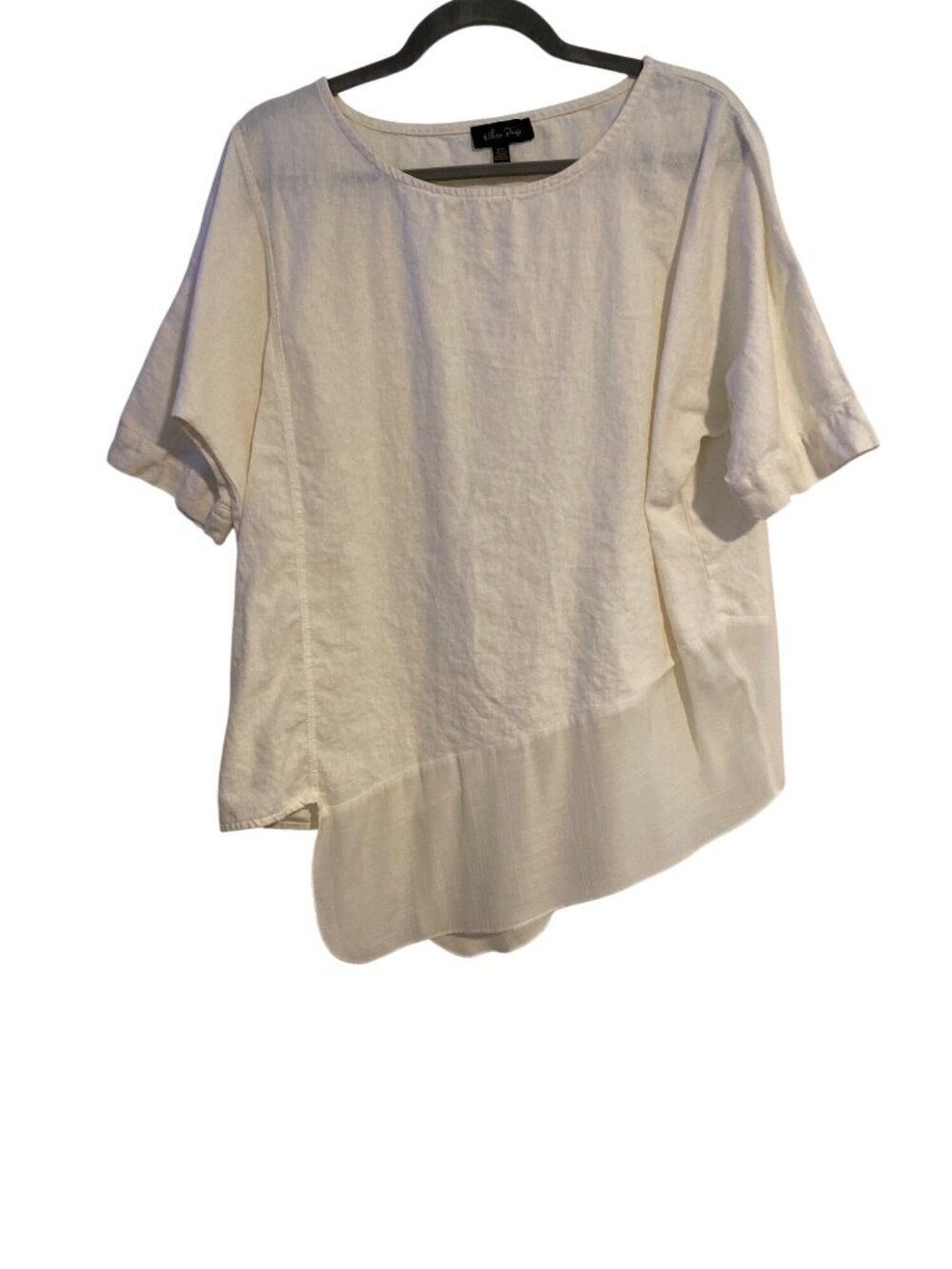 Melissa Paige Women’s M Off White Tunic Top Asymmetrical Hem Linen Blend Boho